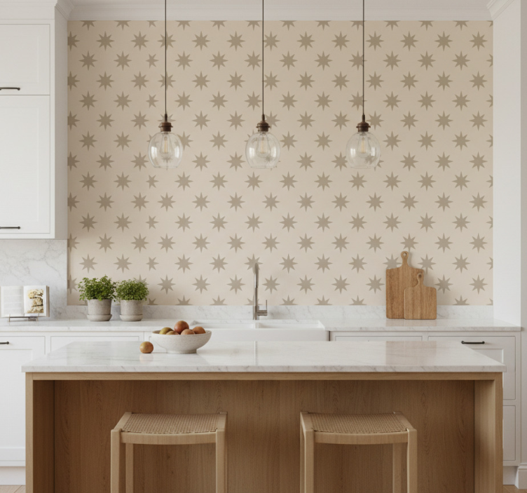 Starry beige kitchen wallpaper - TenStickers