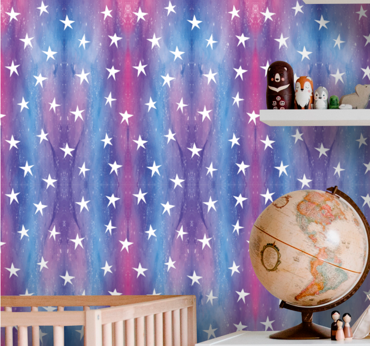 Purple and blue stripes star wallpaper - TenStickers
