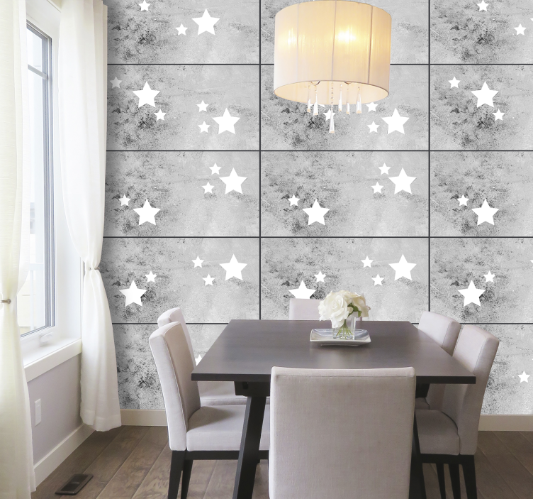 Stars on Concrete Textured Wallpaper - TenStickers