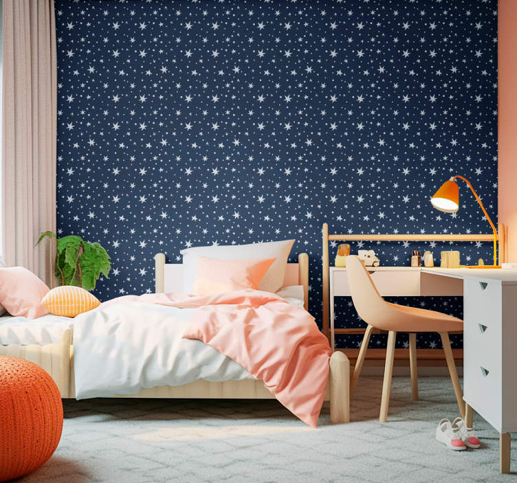 Stars on navy blue Wallpaper - TenStickers