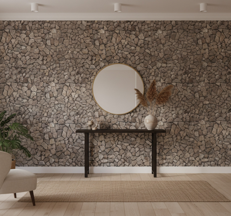 Stone effect wallpaper cobblestone pathway - TenStickers