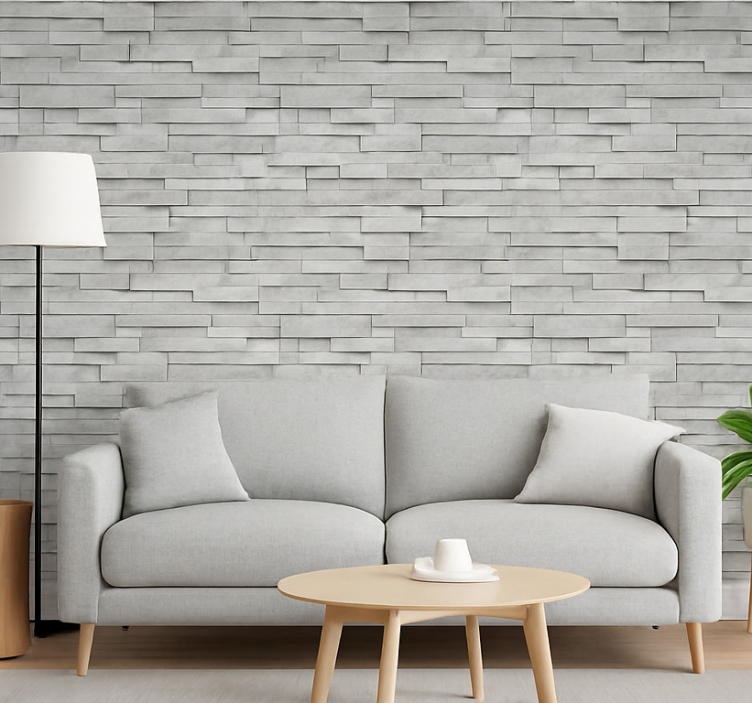Stone effect wallpaper grey slate ledge stone - TenStickers