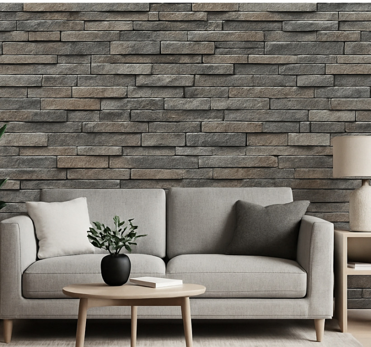 Stone effect wallpaper natural earth ledge stone - TenStickers