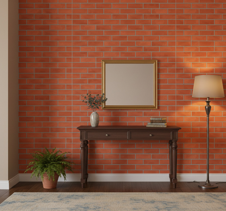 Stone wallpaper red brick design - TenStickers