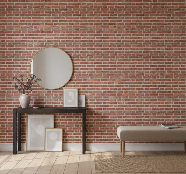 Stone effect wallpaper rustic red finish - TenStickers