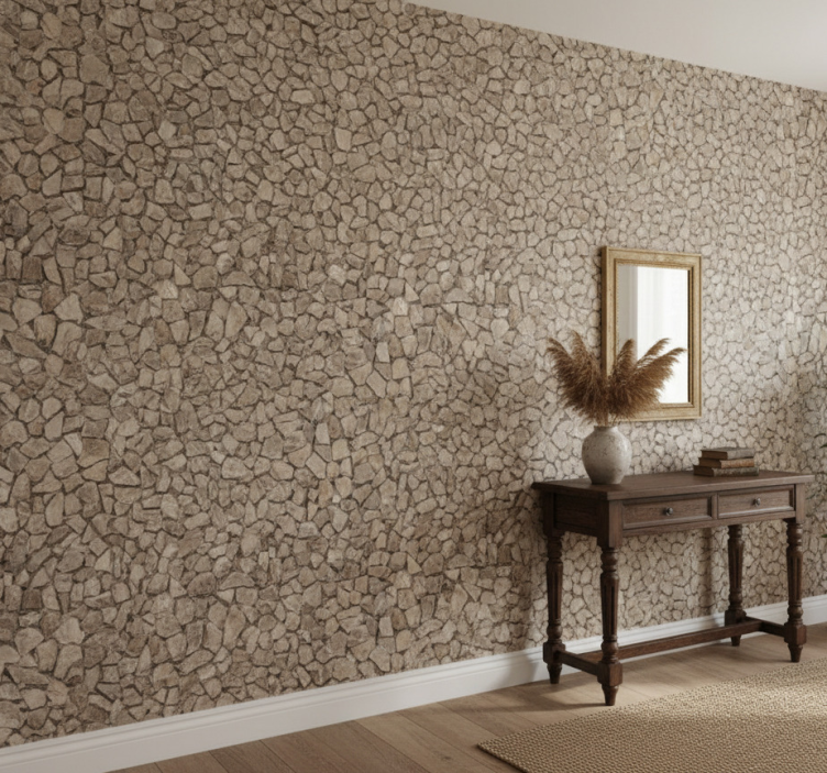 Stone effect wallpaper rustic style 3d stones - TenStickers