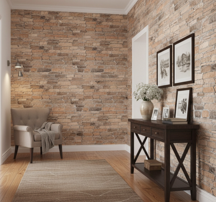 Stone effect wallpaper with realistic brick design - TenStickers