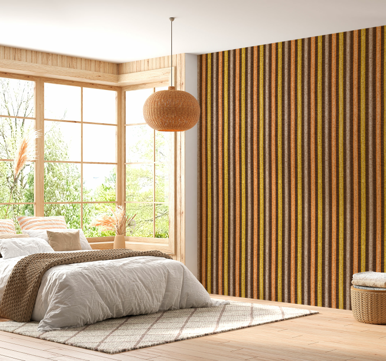 Striped textile fabric vertical wallpaper - TenStickers