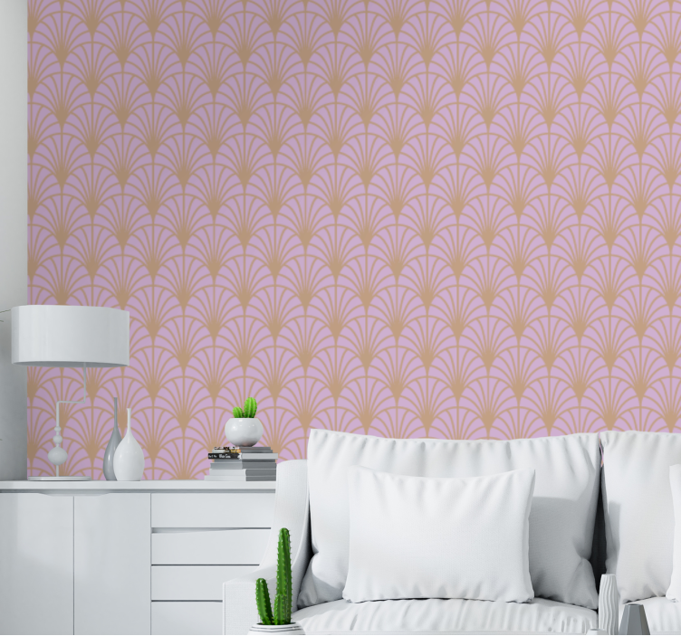 Stylised floral elements living area wallpaper - TenStickers