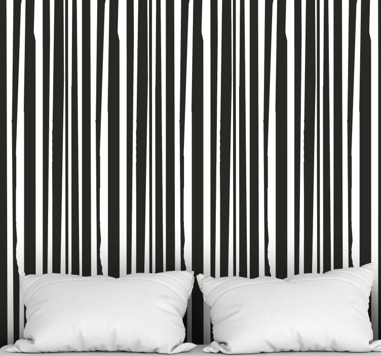 Stylish black and white wallpaper striped - TenStickers