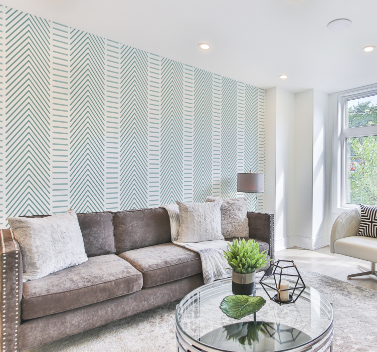Stylish chevron lines living area wallpaper - TenStickers