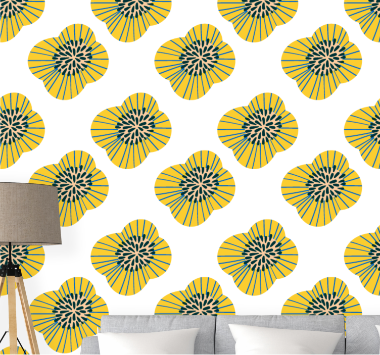 Stylish Floral Pattern flowers wallpaper - TenStickers