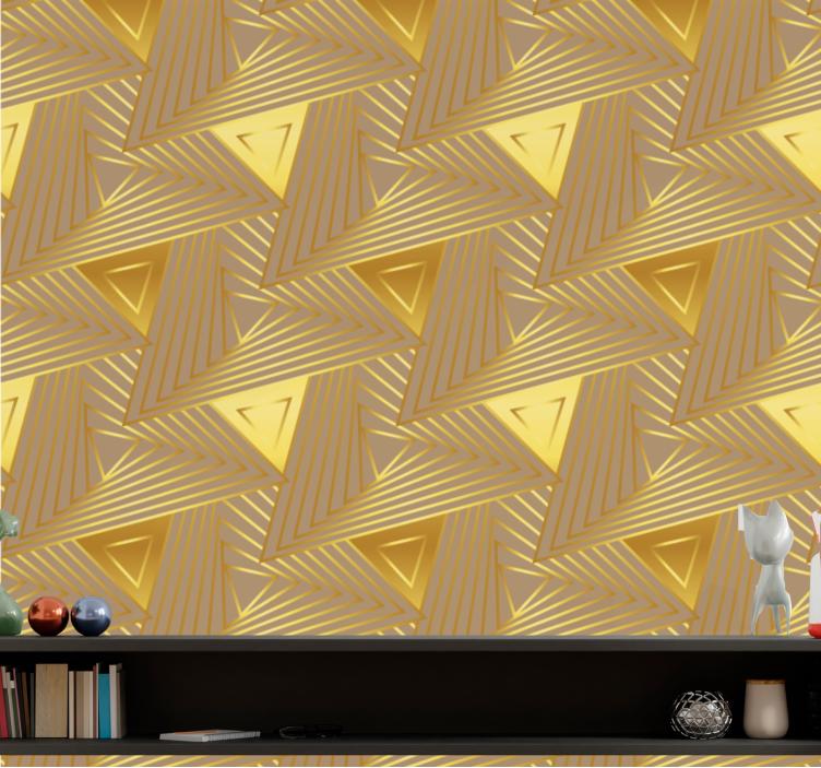 Golden pattern motif triangles wallpaper - TenStickers