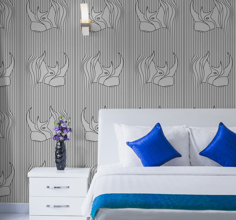 Stylised grey figures animals wallpaper - TenStickers