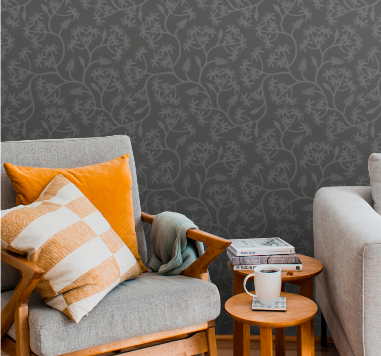 Subtle floral pattern leaves wallpaper - TenStickers