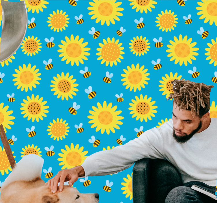 Sunny Floral Pattern flowers wallpaper - TenStickers