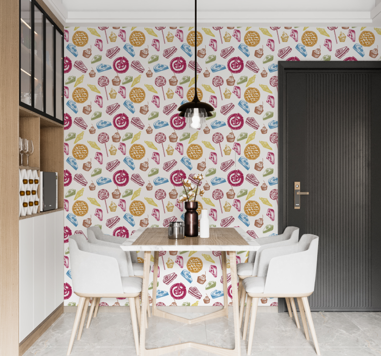 Sweet Treats Pattern kitchen wallpaper - TenStickers