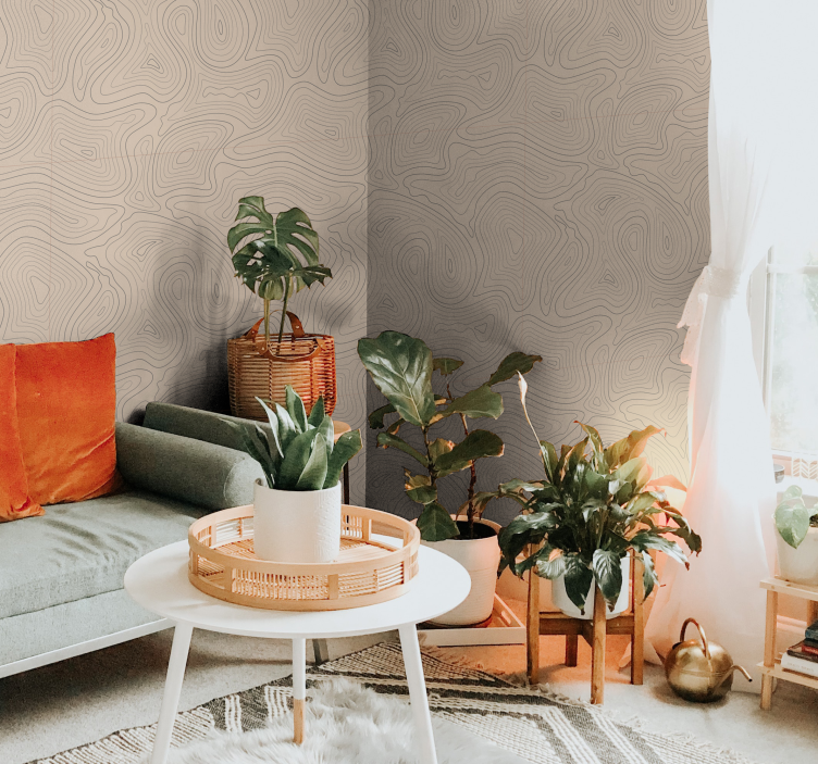 Taupe topographic textured wallpaper - TenStickers