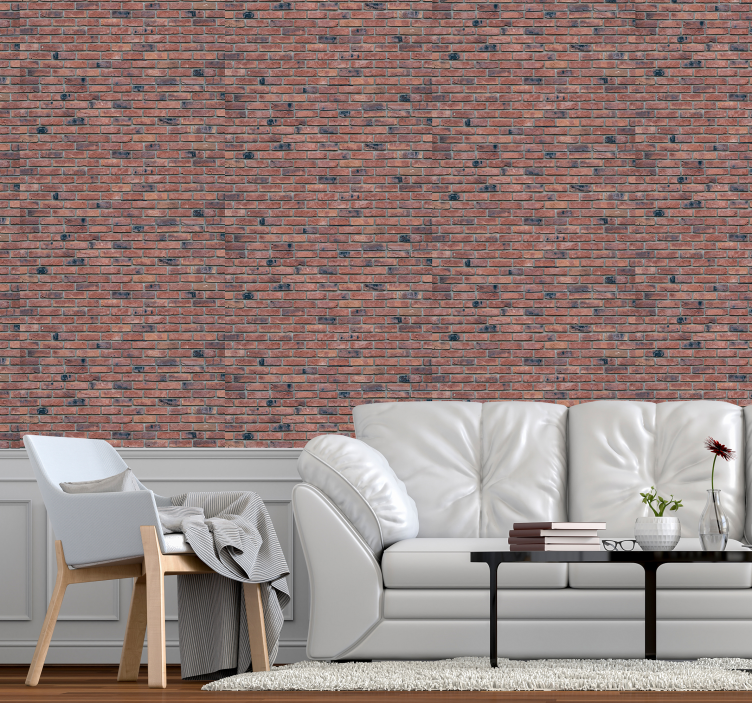 Classic red pattern bricks wallpaper - TenStickers
