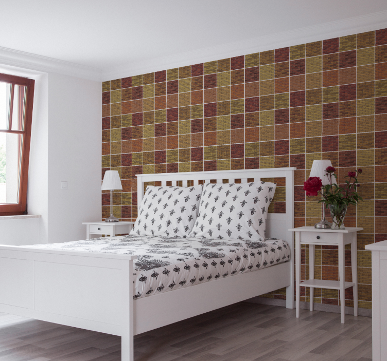 Textured brown shades tile effect wallpaper - TenStickers