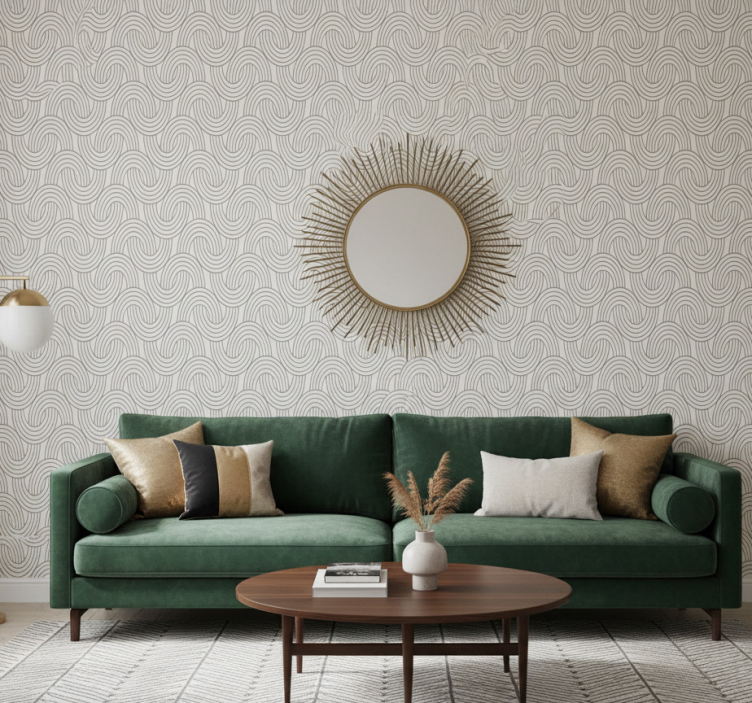 Living area wallpaper art deco illusion design - TenStickers