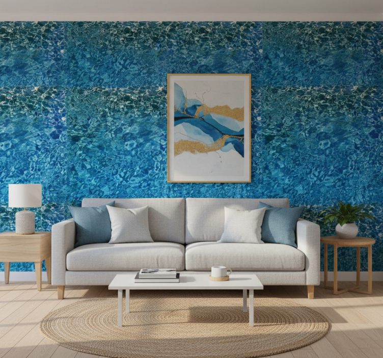 Textured wallpaper blue realistic water - TenStickers