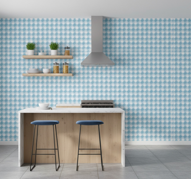 Textured wallpaper in geometric blue harmony - TenStickers