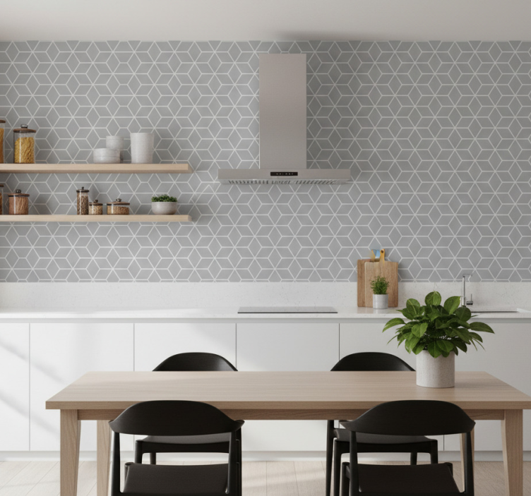 Textured wallpaper in hexagonal grey pattern - TenStickers