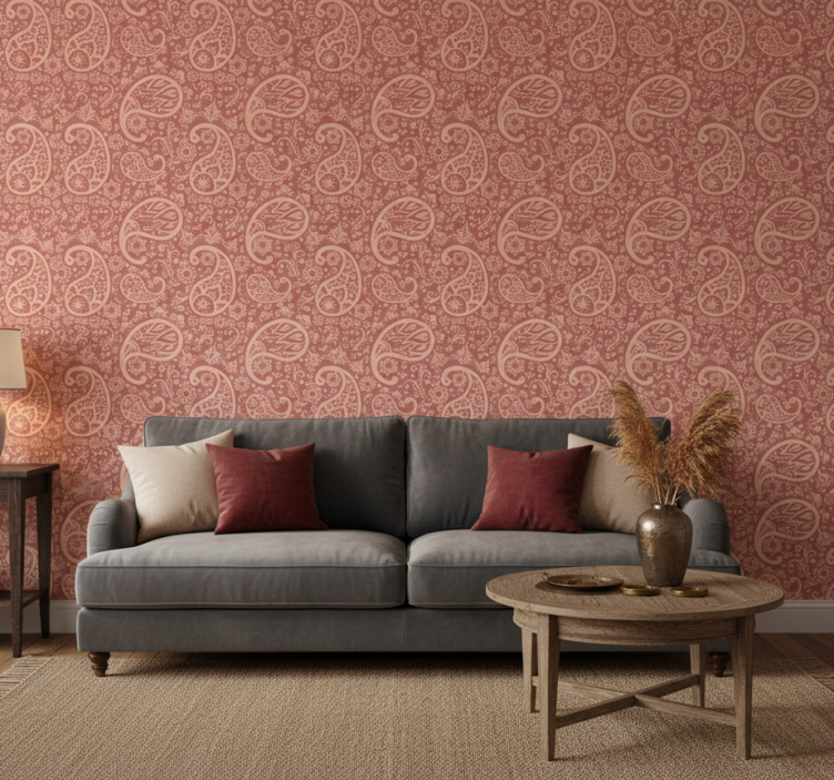 Floral wallpaper warm paisley design - TenStickers