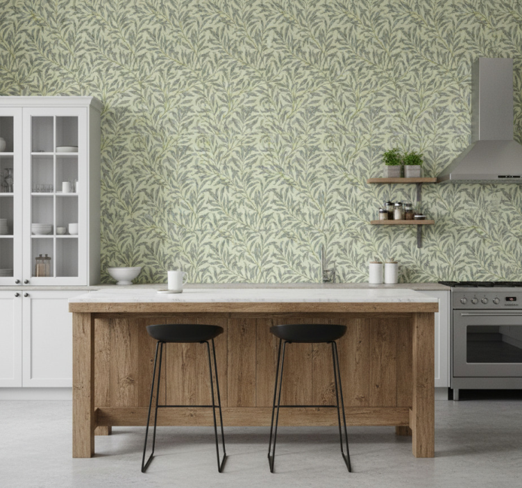 Thin branches kitchen wallpaper - TenStickers