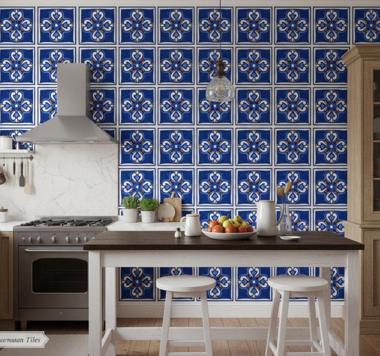 Tile effect wallpaper classic mediterranean design - TenStickers