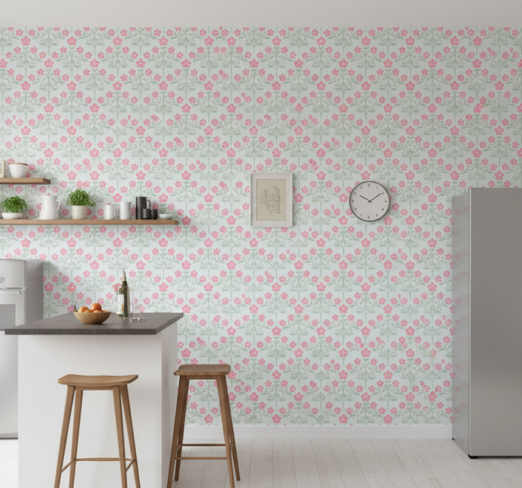 Tile effect wallpaper floral small tile - TenStickers