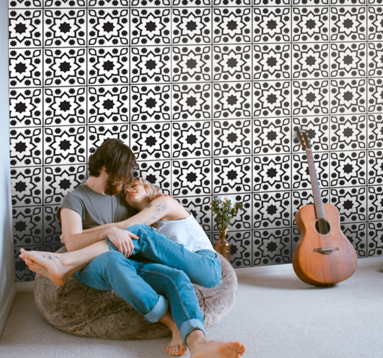 Tile effect wallpaper geometric tile collection - TenStickers