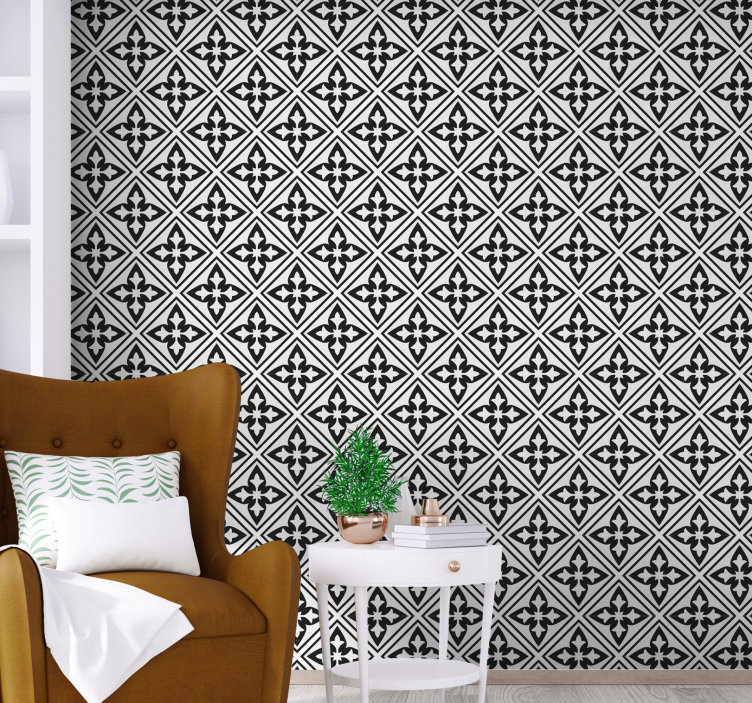 Tile effect wallpaper geometric tile design - TenStickers