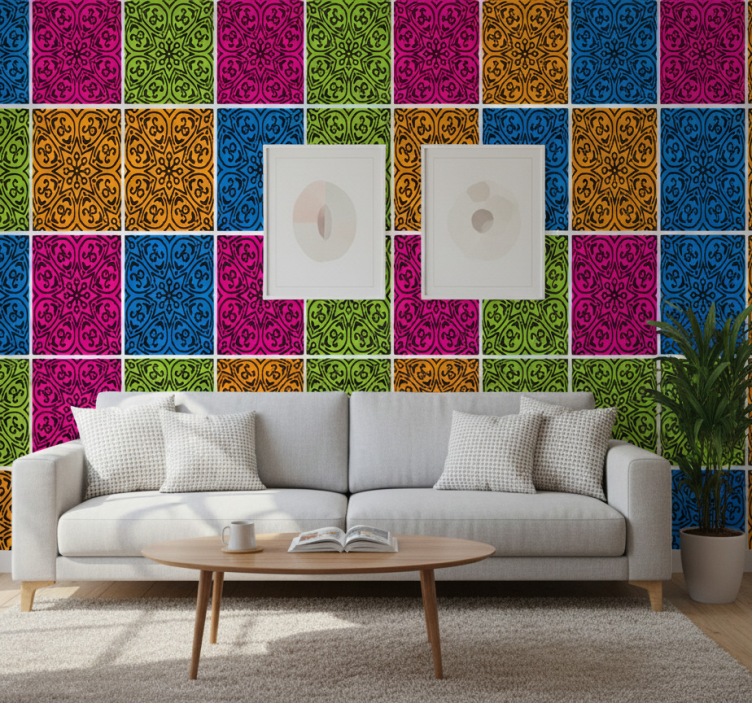Tile effect wallpaper mandala designs - TenStickers