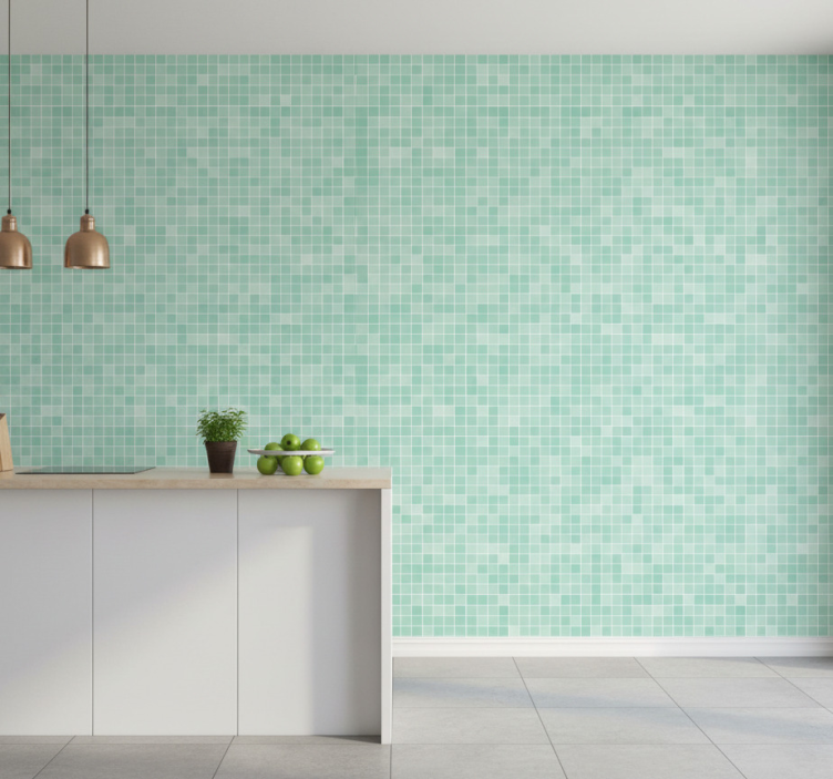 Tile effect wallpaper mint mosaic design - TenStickers