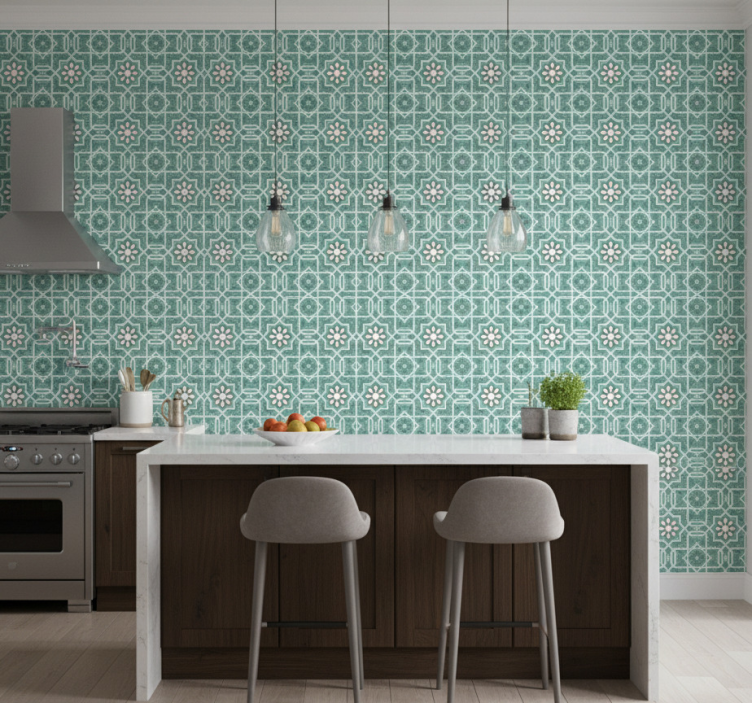 Tile effect wallpaper moroccan design - TenStickers