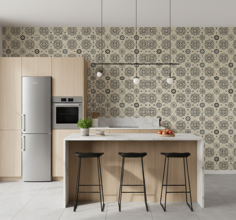 Tile effect wallpaper patterned runner - TenStickers