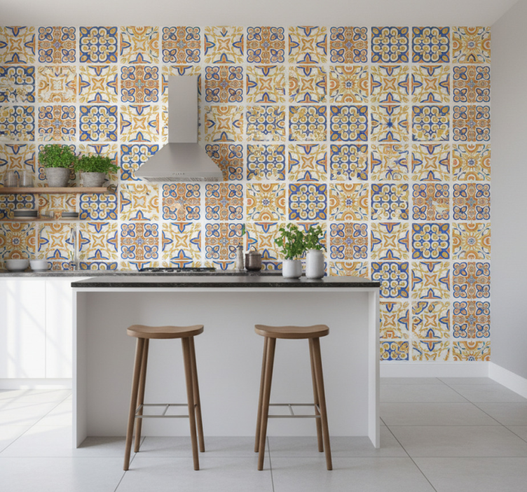 Tile effect wallpaper sicilian tiles - TenStickers