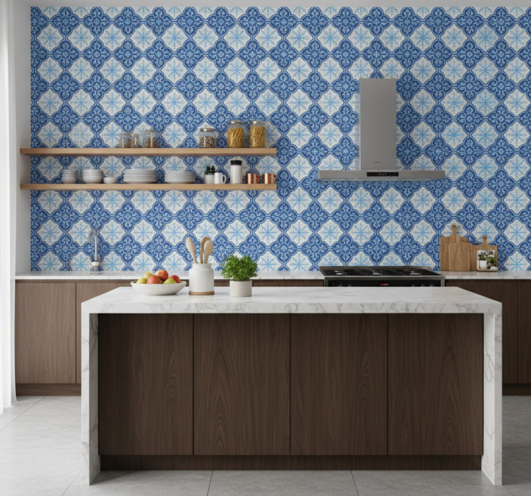 Tile effect wallpaper snowflake design - TenStickers