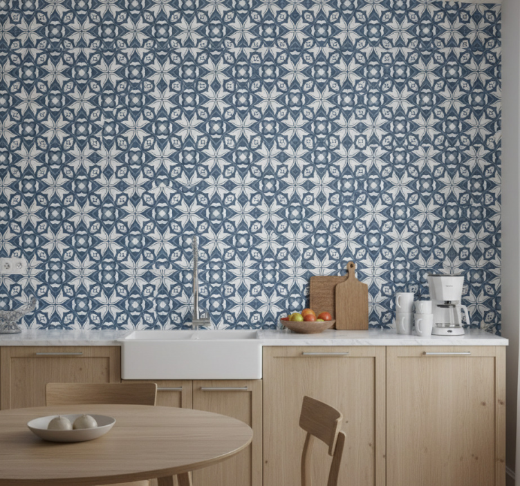 Tile effect wallpaper with elegant botanical designs - TenStickers