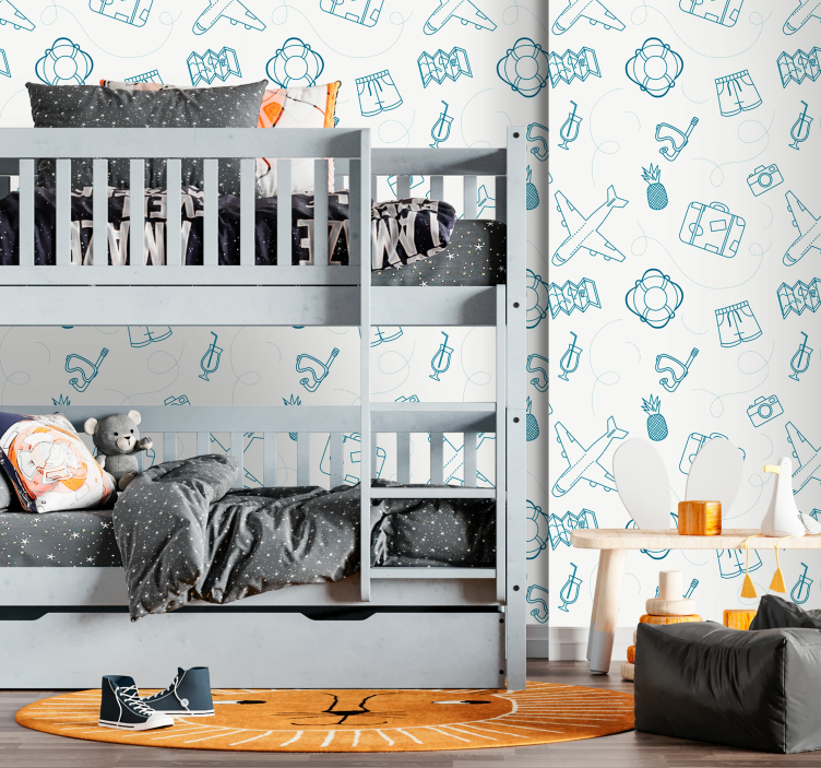 Travel theme elements children's wallpaper - TenStickers