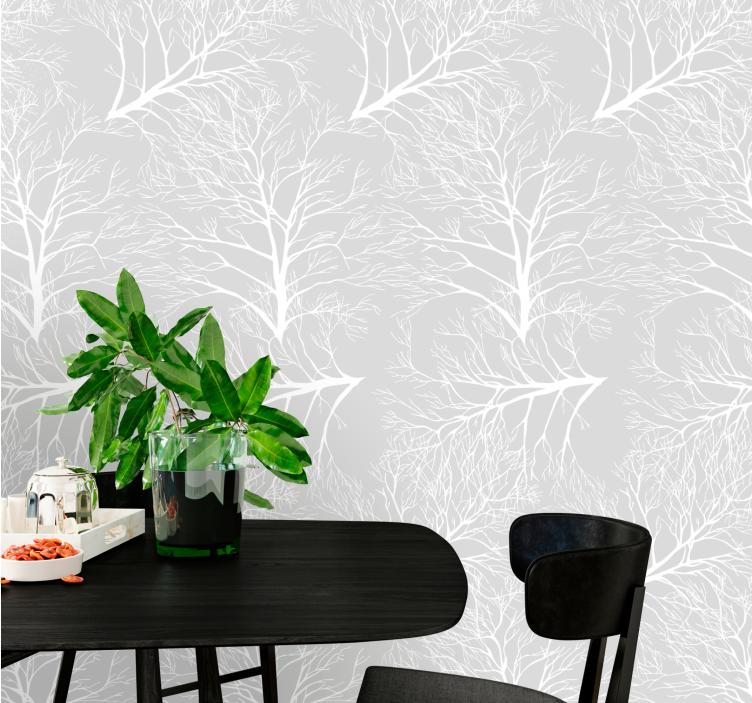 Grey branch pattern wallpaper of a tree - TenStickers