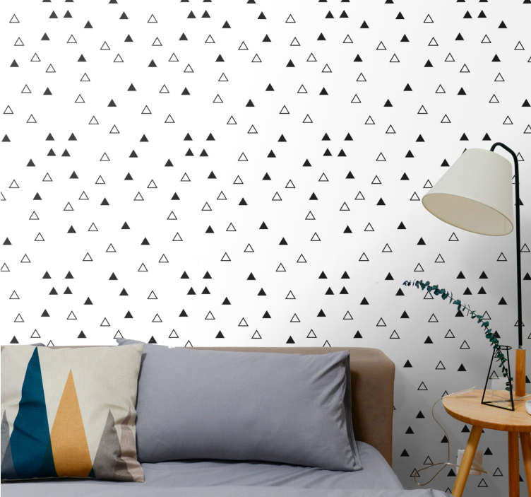 Scandinavian black and white pattern triangles wallpaper - TenStickers