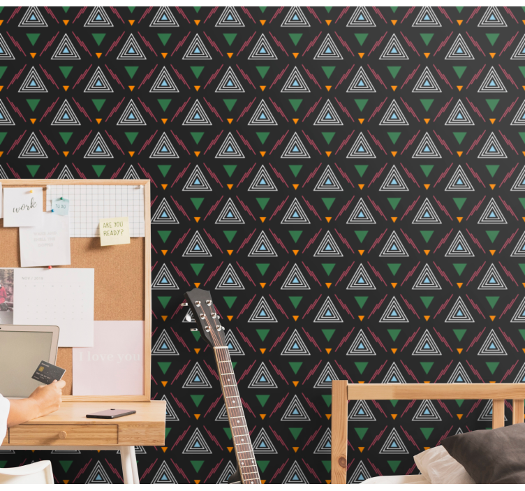Triangles wallpaper triad harmony design - TenStickers