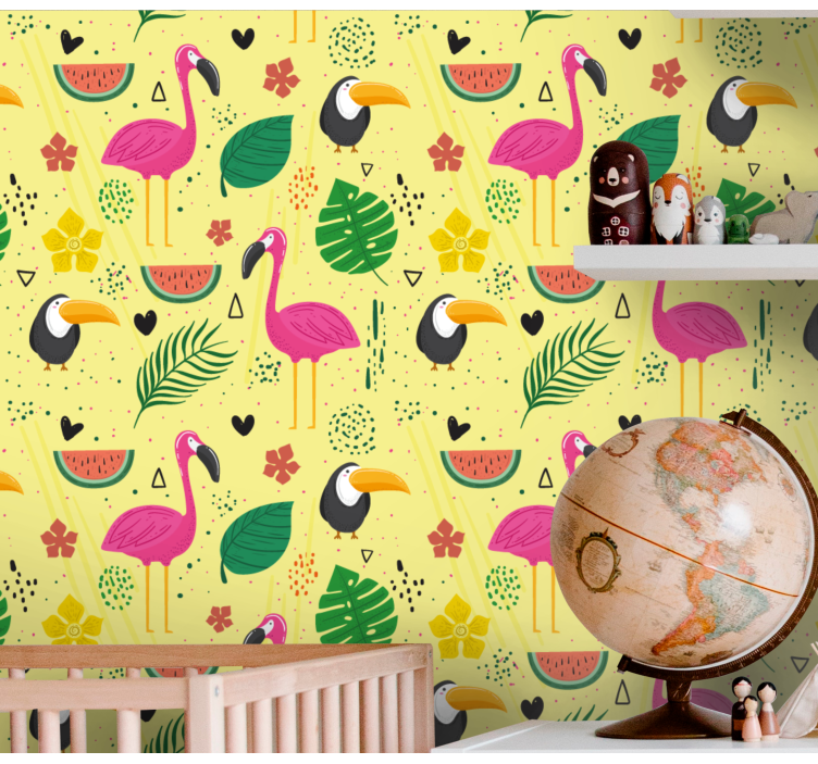 Tropical Bird Motifs birds in wallpaper - TenStickers