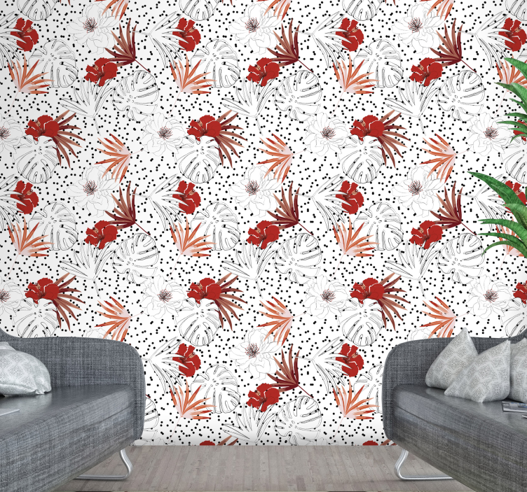 Tropical Botanical Design floral wallpaper - TenStickers