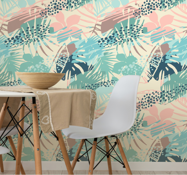 Exotic leaf design jungle themed wallpaper - TenStickers