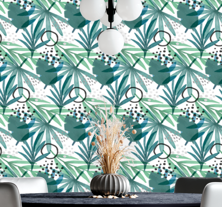 Tropical Geometric leaves wallpaper - TenStickers