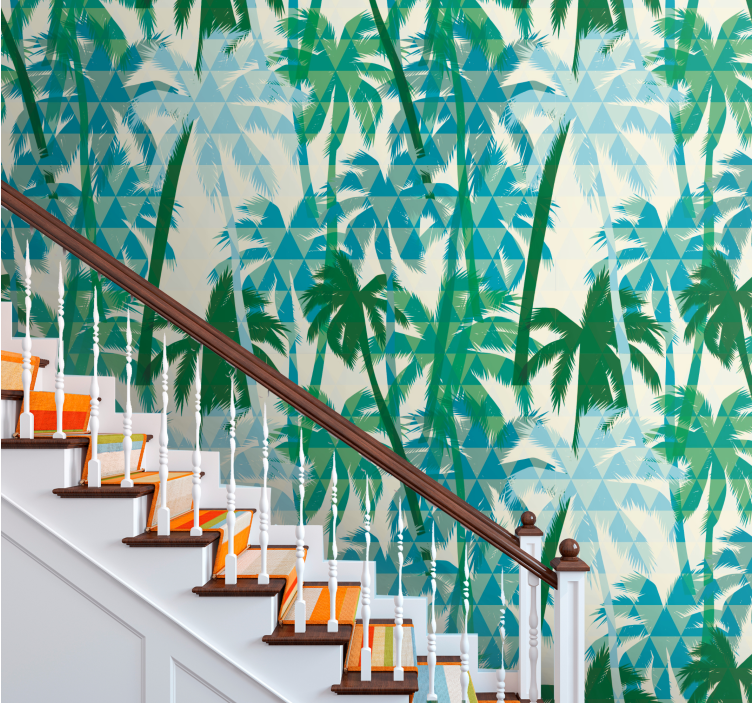 Tropical Geometric Patterns jungle themed wallpaper - TenStickers